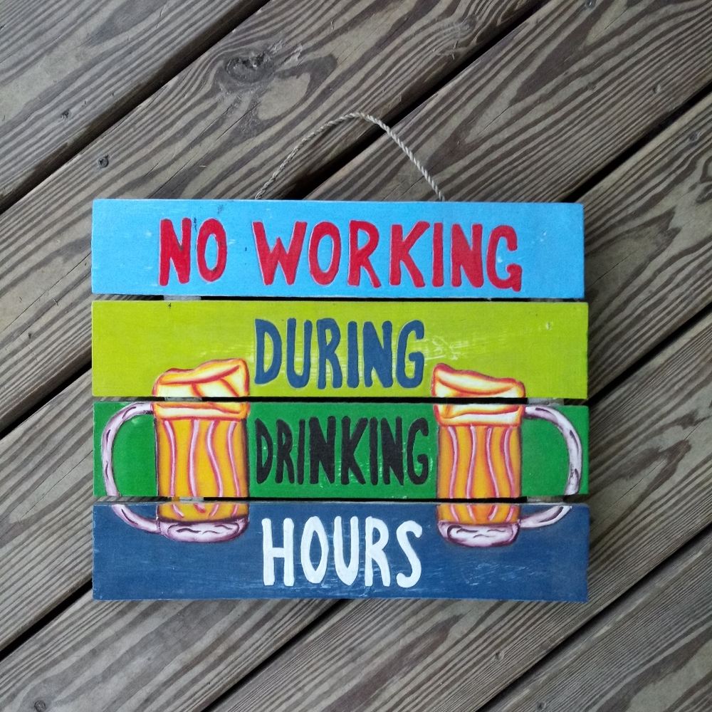 Handmade - Painted Wooden Beer Wall Art Happy Hour